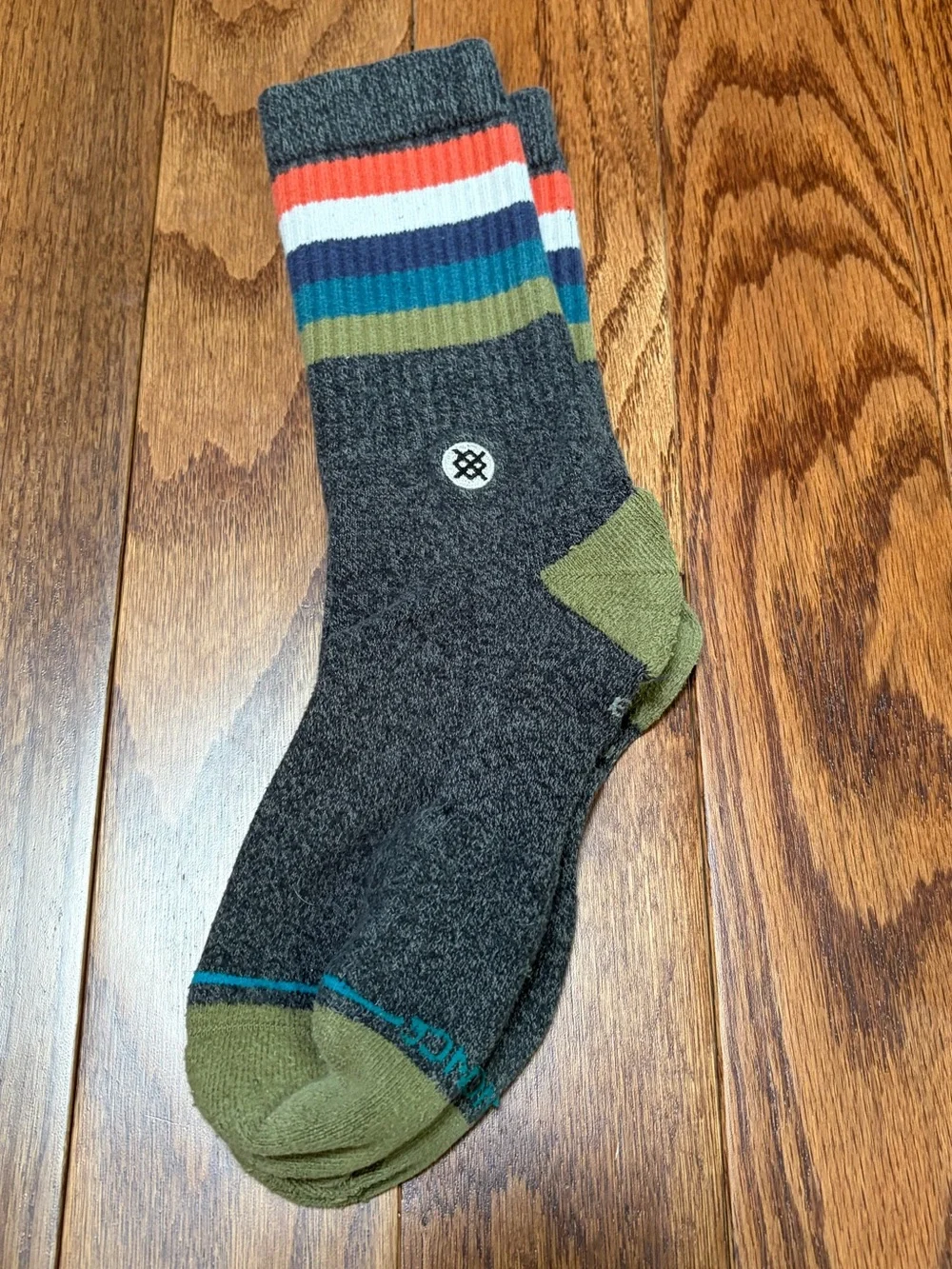 Stance Men’s Crew Socks - Charcoal Gray, Olive & Multicolor Stripe - Bundle of 3